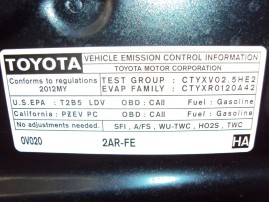 2012 TOYOTA CAMRY SE, 2.5L AUTO, COLOR BLACK, STL Z15873